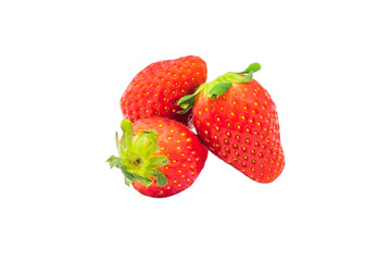Fresh strawberry isolated on white background. Front view, Cut out