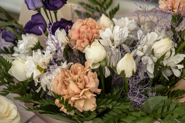 bouquet of colorful flowers. background for postcards birthdays, weddings or Valentine's Day