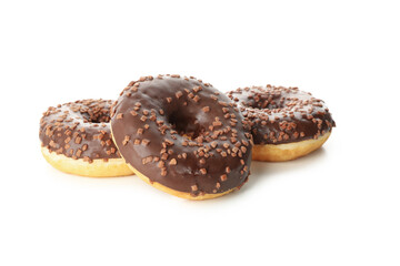 Tasty baked donuts isolated on white background