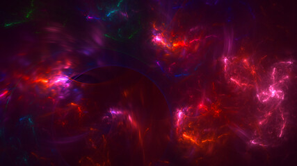 3D rendering abstract multicolor fractal light background