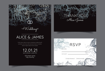 wedding invitation with Abstract line art background