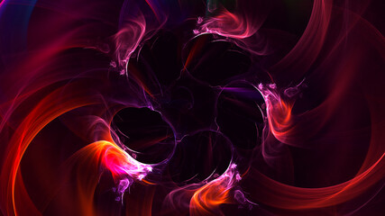 3D rendering abstract multicolor fractal light background