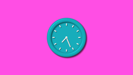 New cyan color 3d wall clock isolated on pink background,wall clock
