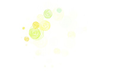 Light Green, Yellow vector doodle layout with roses.