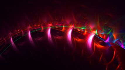 3D rendering abstract multicolor fractal light background