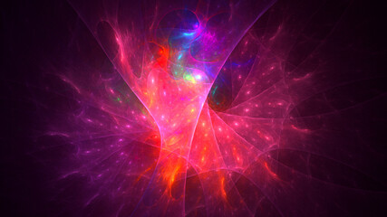 3D rendering abstract multicolor fractal light background