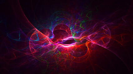 3D rendering abstract multicolor fractal light background