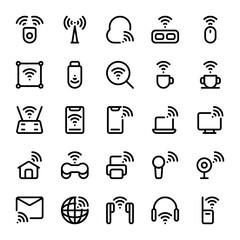 Set of wifi, wi-fi, wireless, connect, outline style icon - vector
