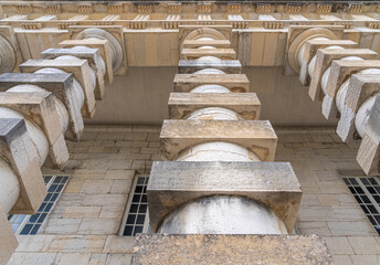 Arc-Et-Senans, France - 08 31 2020: Royal Saltworks of Arc-Et-Senans. Details of alternation of...