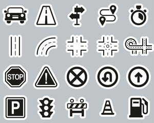 Traffic Icons Black & White Sticker Set Big