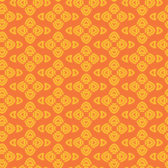 Bright floral pattern. Orange and yellow colors. Seamless Wallpaper texture. Background image. Vector graphics.