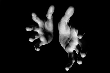 hands black and white background