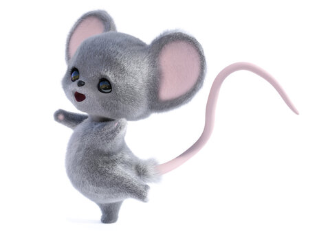 3D rendering of a cute happy mouse.