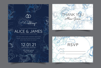 wedding invitation with Abstract line art background
