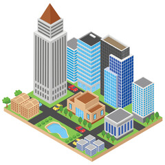 
Isometric icon of city  building vector 