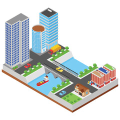 Obraz premium Isometric icon of city building vector 