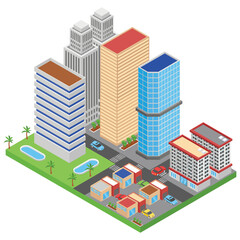 
Isometric icon of city  building vector 