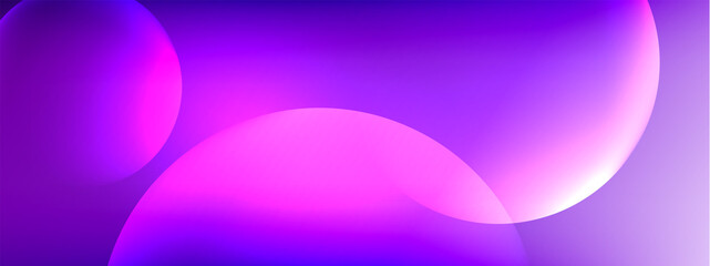 Vector abstract background liquid bubble circles on fluid gradient with shadows and light effects. Shiny design templates for text