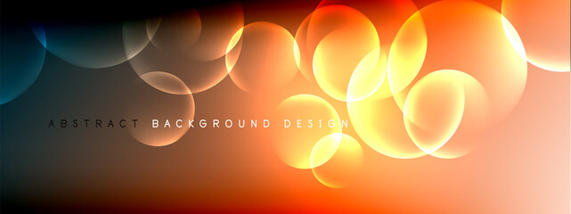 Vector abstract background liquid bubble circles on fluid gradient with shadows and light effects. Shiny design templates for text