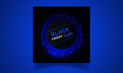 Black Friday sale neon style with light blue effect 