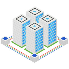 
Server room vector in isometric design 
