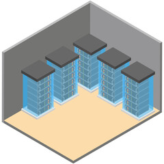 
Server room vector in isometric design 
