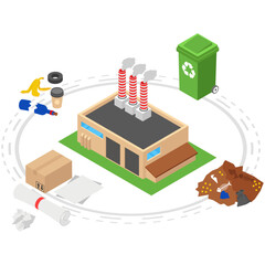 
Recycling process isometric icon design 
