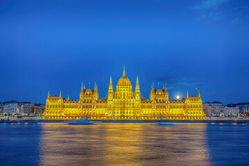 Fototapeta na wymiar Budapest Hungary, night city skyline at Hungarian Parliament and Danube River