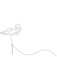 Flamingo bird silhouette continuous line drawing. Vector illustration