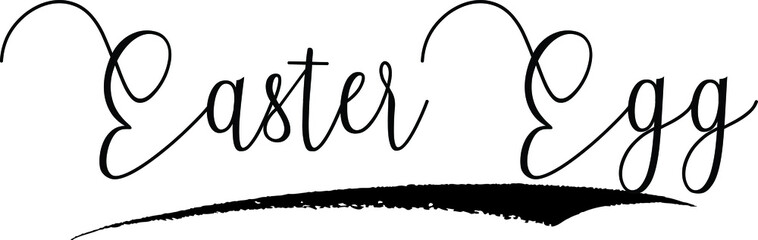Easter egg Handwritten Font Calligraphy Black Color Text 
on White Background