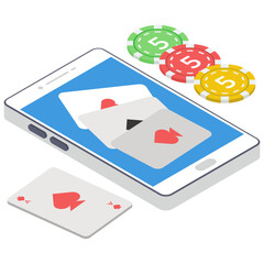 
Isometric design of cards game, blackjack icon
