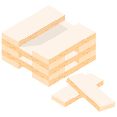 
Wood block game icon in isometric design
