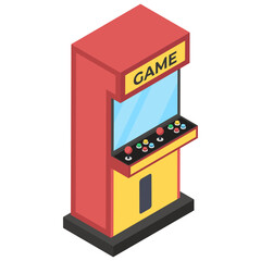 
Isometric design of modern arcade game, a coin operated casino game 
