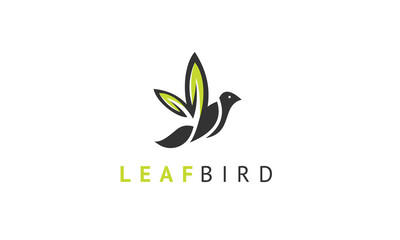 Leaf Bird Logo Design Template.