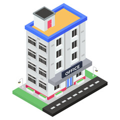 
Business center vector, office icon in isometric style 
