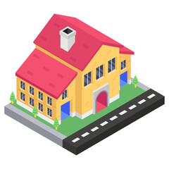 
A beautiful small house building icon, cottage vector 
