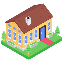  Isometric vector design of old home icon 