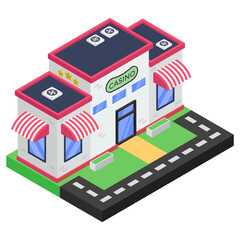 
A gambling house icon, isometric design of casino 
