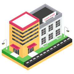 
Icon of beautiful building showing concept of cake shop 
