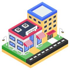 
A chips shop icon in isometric vector style 
