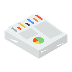 
Graphical representation on a file, business documents in modern isometric style 

