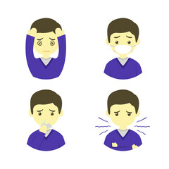 People with Flu Disease Illustration