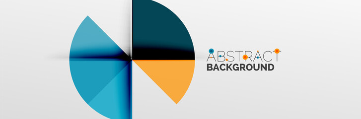 Bright color circles, abstract round shapes and triangles composition with shadow effects. Vector modern geometric design template