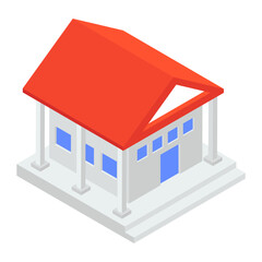 
A design of financial institute, bank building in isometric icon design 
