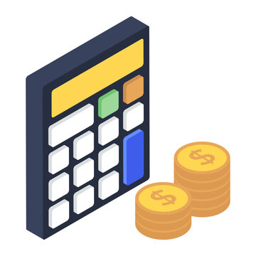 
Trendy electronic financial calculations icon design, isometric vector of adder 
