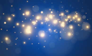Fototapeta premium Bright beautiful golden sparks on a transparent background.