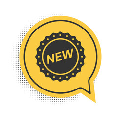Black Label New icon isolated on white background. Yellow speech bubble symbol. Vector.