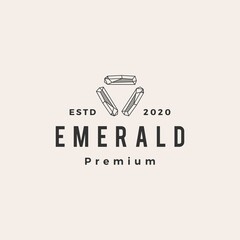 emerald gem hipster vintage logo vector icon illustration