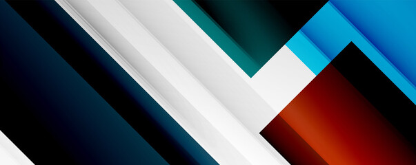 Obraz premium Geometric abstract backgrounds with shadow lines, modern forms, rectangles, squares and fluid gradients. Bright colorful stripes cool backdrops