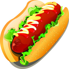 Hotdog With Vegetables Vector. Good For any business food